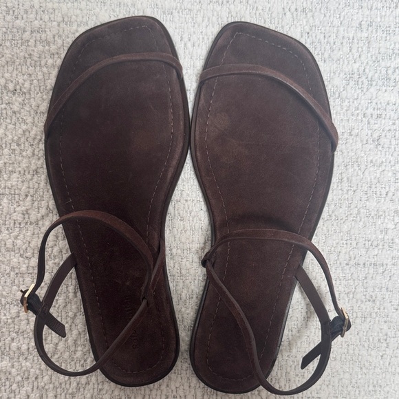 Reformation Lake Espresso Brown Suede Women's Flat Sandals - Picture 5 of 8
